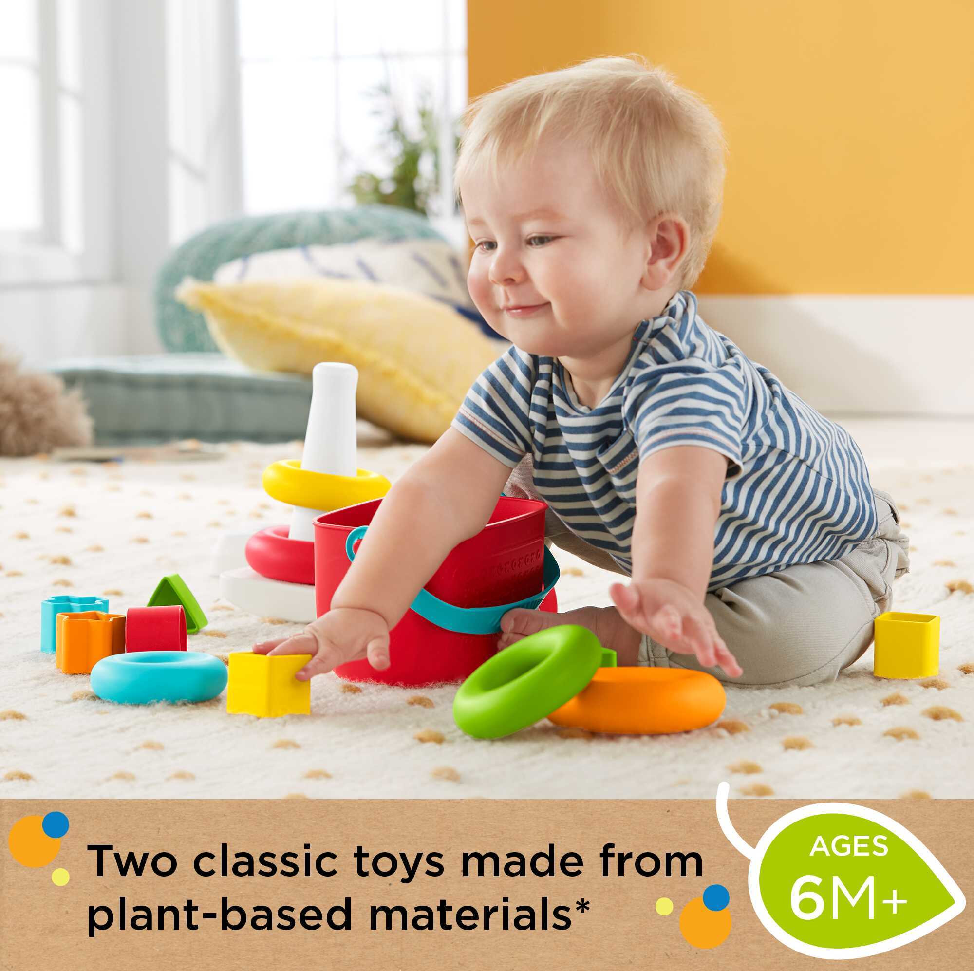 Fisher-Price Baby’s First Blocks & Rock-a-Stack Infant Toy Gift Set Made From Plant-Based Materials - image 2 of 6