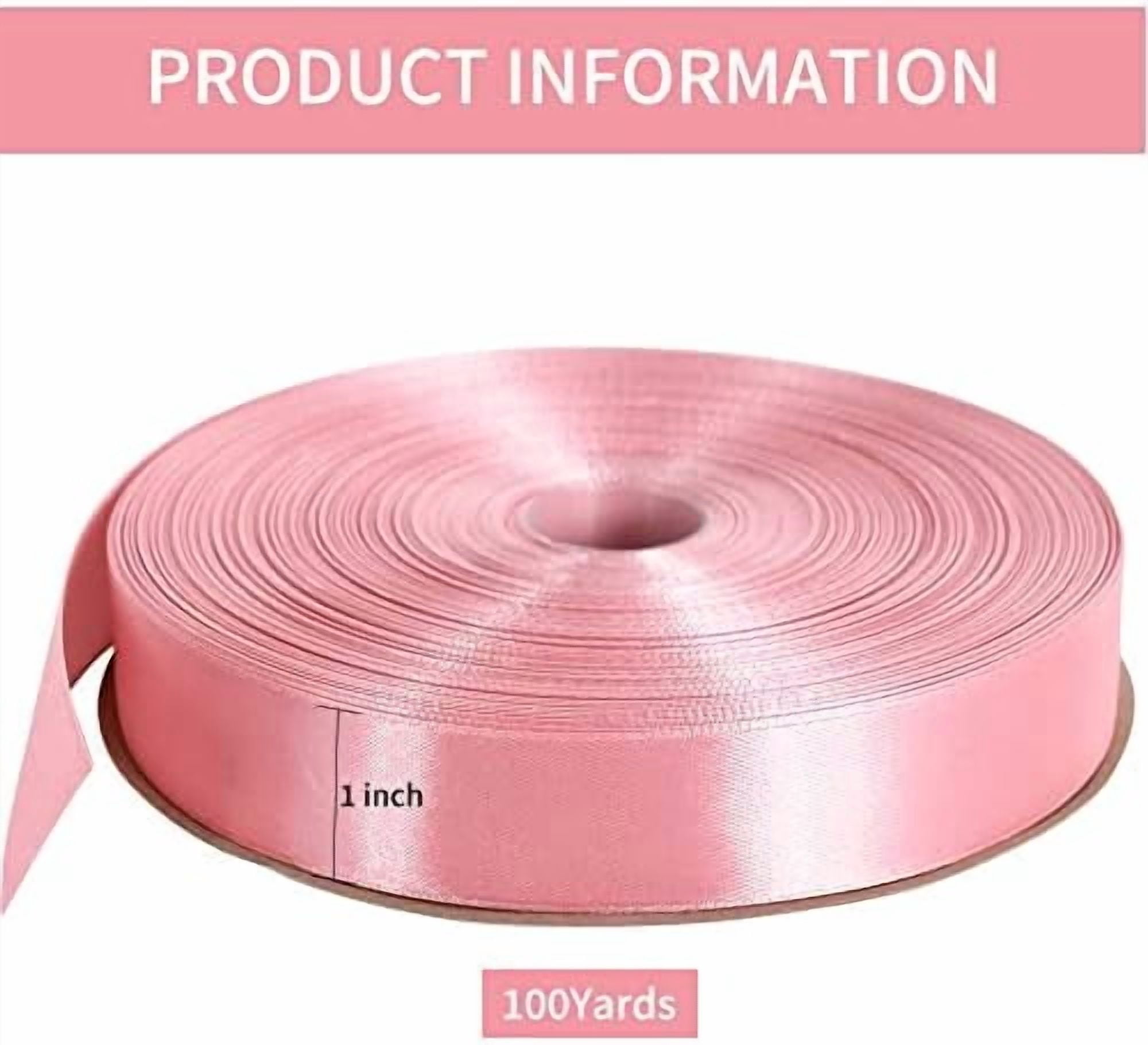 YNGLLC 1 Inch x 100yds Rose Gold Satin Ribbon, Thin Solid Color Satin Ribbon for Gift Wrapping, Crafts, Hair Bows Making, Wedding Party Decoration, Invitation Cards, Floral Bouquets, Christmas