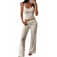 thumbnail image 3 of Women'S 2 Piece Outfits Floral Ribbed Tank Top Wide Leg Pants Set Loungewear Pj Set Color M, 3 of 7
