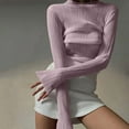 thumbnail image 6 of Women'S Pleated Long Sleeve Sheer Tops Lotus Root Pink L, 6 of 7