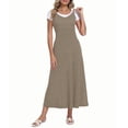thumbnail image 3 of Asklazy Women's Casual Flowy Maxi Dress,V Neck Adjustable Spaghetti Strap Long Dress with Pockets,US Size,Light Coffee,M, 3 of 9