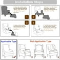 thumbnail image 2 of 2-Piece Stretch Wing Chair Cover Wingback Armchair Slipcovers Furniture Seat Protector ( Gray 02 ), 2 of 11