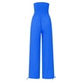 thumbnail image 4 of Women's Casual Pants High Waist Wide Leg Long Trousers with Pockets Elastic Waist Solid Color Loose Fit Casual Dress Slacks for Women, 4 of 5