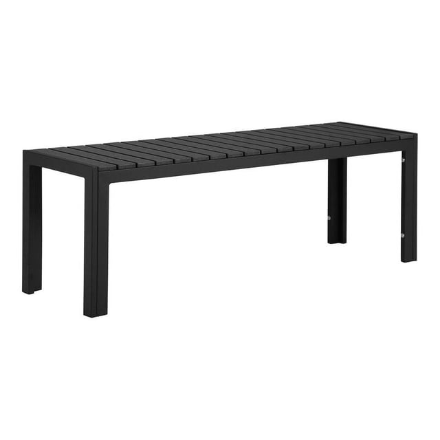 Pangea Home Breeze Modern Anodized Aluminum Frame Outdoor Bench in Black