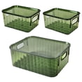 thumbnail image 1 of Set de 3 Cajas de Almacenamiento con Tapa | Plástico Resistente, Transparente Verde y Diseño Apilable con Asas para Organización del Hogar u Oficina, 1 of 5