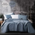 thumbnail image 4 of KASENTEX Coverlet 3-pc Mini Quilt Set - All-Season Lightweight Ultra Soft Bedding Stonewashed Blanket - Heat-pressed 2-Tone REVERSIBLE Color, KING + 2 King Shams, Indigo Light/Cement Grey, 4 of 5