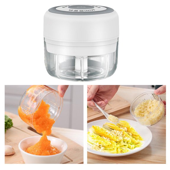 de Alimentos de Eléctrica Portátil, Trituradora de Verduras, Trituradora, Herramienta para Cocina Pequeña 100ml blanco Macarena Cortador de ajo eléctrico