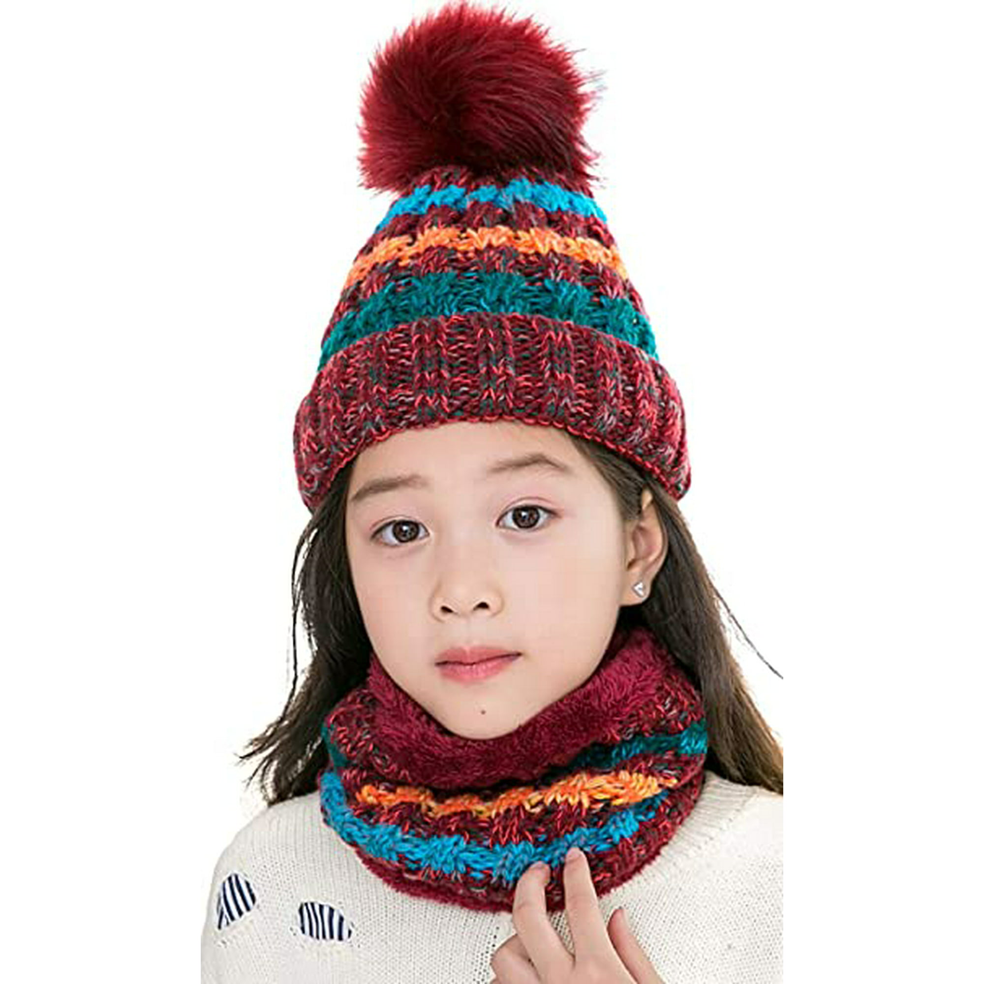 Bonnet d'hiver tricoté pour enfants de 5 à 14 ans, ensemble Bonnet +  écharpe, doublure polaire, Super chaud, en peluche, pour garçons et filles,  livraison gratuite - AliExpress