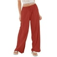 thumbnail image 4 of Utoimkio Women's Wide Leg Linen Lounge Pants High Waisted Drawstring Casual Loose Harem Pants for Women with Pockets, 4 of 8