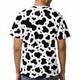 thumbnail image 5 of LAOLIUSN Men's Cow Print T Shirt, Black and White Animal Pattern Tee, All Over Print Crew Neck Short Sleeve Casual Fashion Shirt, S, 5 of 7