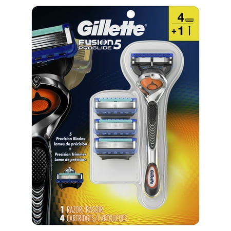 Gillette Fusion5 ProGlide Men's Razor, Handle & 4 Blade Refills