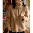 thumbnail image 5 of Kaliqueen Double-Sided Fleece Jacket Women High Neck Warm Winter Full Zip Jacket Casual Long Sleeve Solid Color Coat, 5 of 9