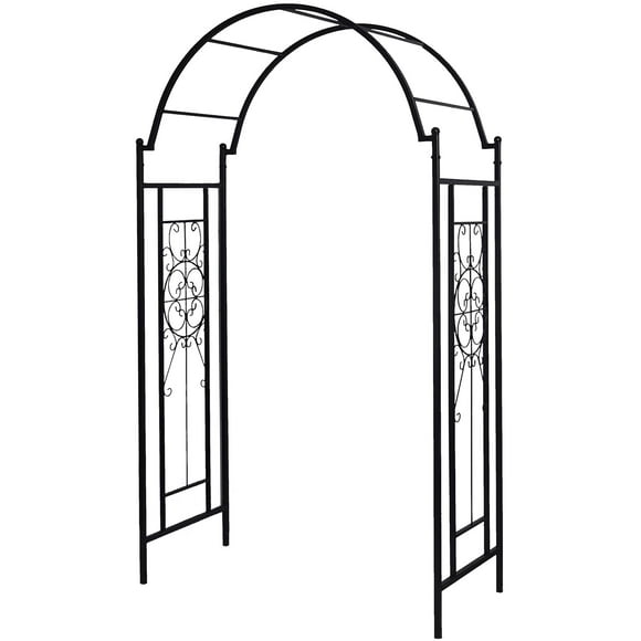 OUTOUR Garden Arch Arbor Arbour Trellis Archway for Climbing Plants Roses Vines Support Rack, Outdoor Garden Lawn Backyard Patio, Matte Black
