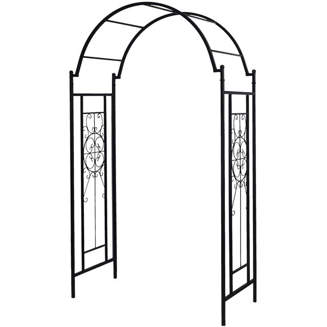 OUTOUR Garden Arch Arbor Arbour Trellis Archway for Climbing Plants Roses Vines Support Rack, Outdoor Garden Lawn Backyard Patio, Matte Black