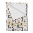 thumbnail image 2 of Lion Soft Flannel Fleece Blanket, Humurous Nerdy Animal Drawings a Creative Whimsical and Repetitive Background Layout, Cozy Plush for Indoor and Outdoor Use, 70" x 90", Multicolor, by Ambesonne, 2 of 5