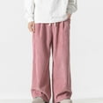 thumbnail image 1 of Pantalones largos para hombre, de ocio, de color liso, con botones, cintura elástica y cordón ajustable, de poliéster., 1 of 7