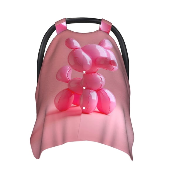 Car Seat Cover Baby - Pink Balloon Puppy Art Breathable Infant Car Seat Cover for Baby Carseat, Lightweight Comfort Baby Essentials Must Haves Newborn Stuff for Girl Boy