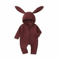thumbnail image 3 of DHFJKG Infant Toddler Ribbed Hooded Jumpsuits Winter Clothes Long Sleeve Solid Color Button Down Onesie Newborn Lightweight Cozy One-Pieces, 3 of 6