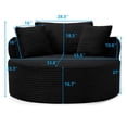 thumbnail image 4 of Miniyam 54" Lounge Chair for Living Room, Round Corduroy Chair, Includes Back Pillows, High Comfort for Reading & Relaxing(Black), 4 of 10