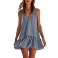 thumbnail image 2 of Pounoo Sundresses for Women Sleeveless V Neck Flowy Dress with Ruffle Hem Summer Parties Cool Breathable Casual Swing Dresses Gift, 2 of 7