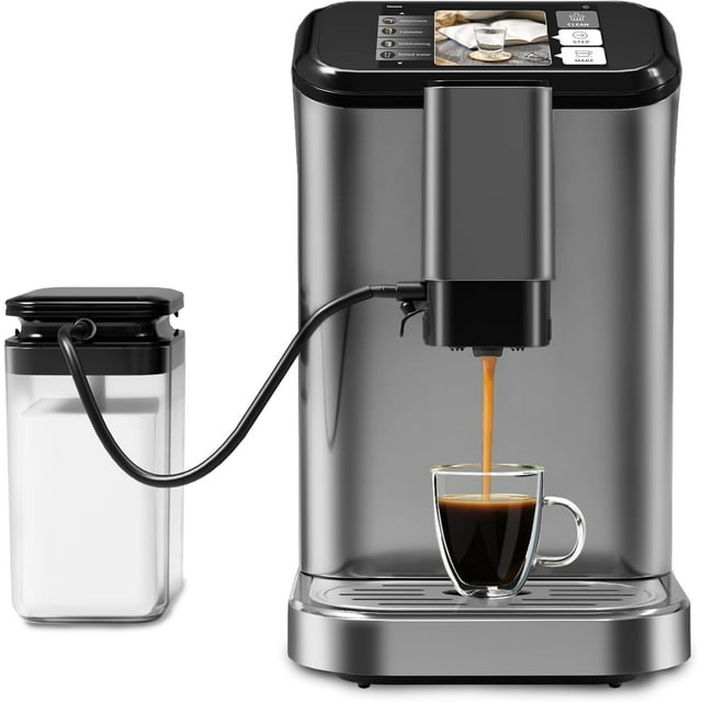 EastVita Fully Automatic Espresso Machine,Coffee Maker With 20 Bar, Milk System, 7 Coffee Varieties, Intuitive Touch Display, Coffee Machine With Auto Clean Filter