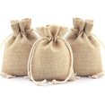 thumbnail image 1 of Paquete de 50 bolsas de regalo con cordón de arpillera, bolsas de arpillera, bolsas de caramelos, bolsas de caramelos para bodas de Navidad y envoltorios de bricolaje (2,7 x 3,5 pulgadas - 9 x 7 cm, JAMW Sencillez, 1 of 3