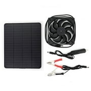 10W 12V Monocrystalline Solar Panel Fan Kit, USB + DC Output for Efficient Battery Charging, Ideal for Outdoor, Greenhouses, Pet Houses, Eco-Friendly Power Solution
