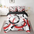 thumbnail image 2 of Manfei Abstract Geometric Dots 7pcs Bedding Comforter Set,Graffiti Circle Queen Bedding Sets,Red Black White Queen Sheet Sets For Kids,Ultra Soft Home Decor Reversible, 2 of 8