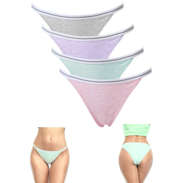 Charmo Charmo Women S Cotton Underwear Stretch Bikini Panties High Cut Briefs Low Rise 4 Packs Walmart Com Walmart Com