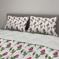 thumbnail image 2 of Floral Comforter & Sham Bedding Set, Hand Drawn Inspired Roses in Spring Tones Illustration on Plain Background, 3 pcs Duvet Set Microfiber Filling Quilt, 5 Sizes, Pink Pistachio Green, by Ambesonne, 2 of 4