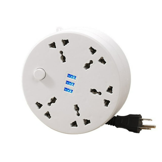 Barre d'Alimentation de Voyage avec Ports Usb Barre d'Alimentation de Voyage, Cordon d'Extension de 6,56 Pi avec 3 Ports Usb et 5 Prises, Prises Multiples Ultra-Compactes à Grand Espacement, Prises, Pièce, pour Pièce, Travail