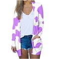 thumbnail image 2 of DDAPJ pyju Lightweight Cardigans for Women Plus Size Cow Printed Long Sleeve Open Front Cardigan Tops Fall Thin Jacket with Pockets Light Purple XL, 2 of 6