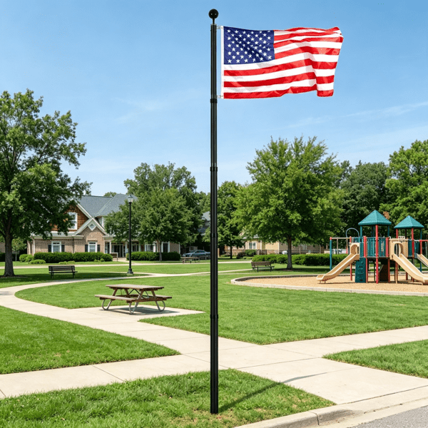 25FT Telescoping Flagpole Kit, 3 Display Modes with 3x5 American Flag & Professional Accessories, Black