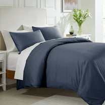 California Design Den Queen Size Duvet Cover - 400 Thread Count 100% Cotton, Hotel Quality Comforter Cover, Soft Sateen, Indigo Navy Blue