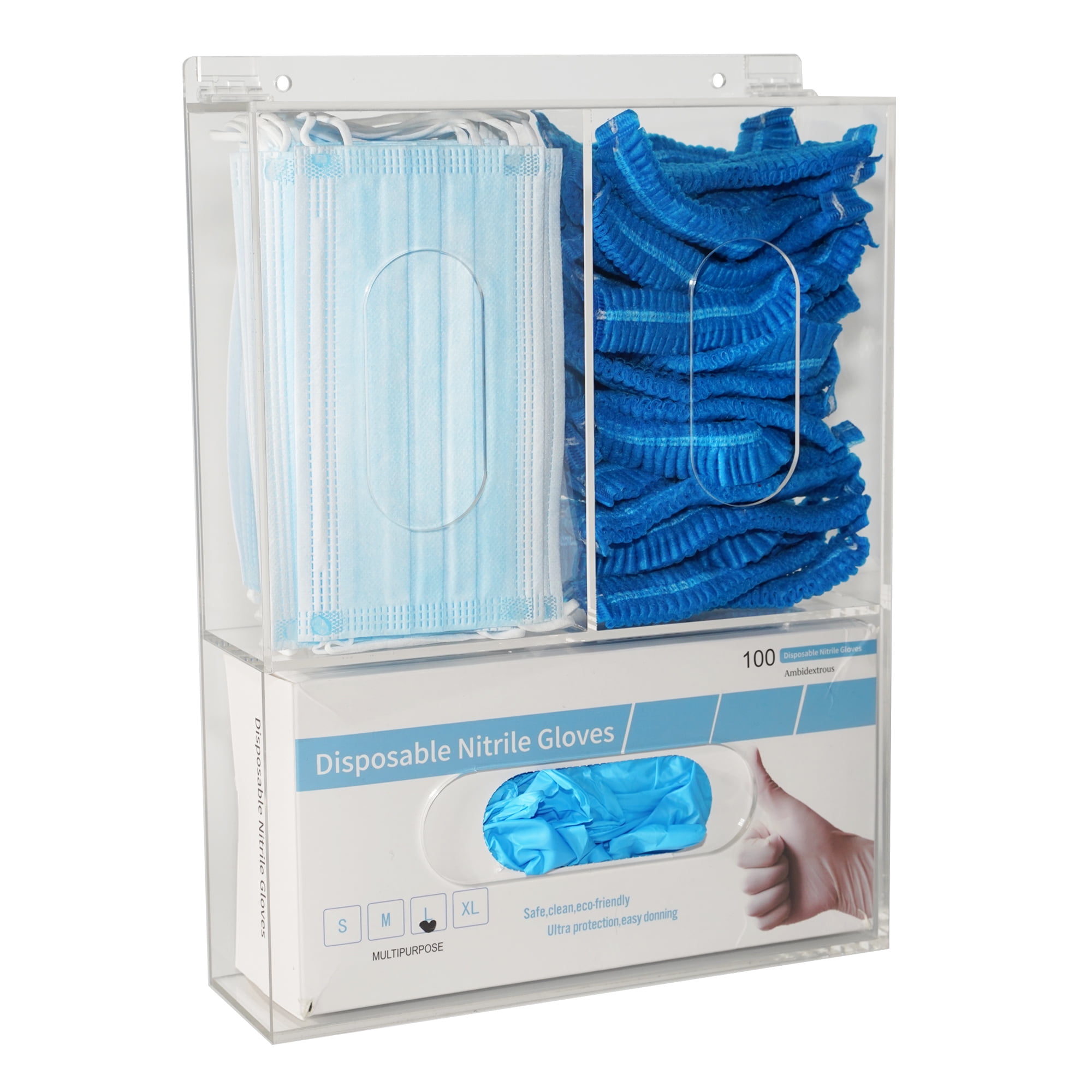 Aphbrada Acrylic Disposable Glove Box Dispenser Holder Triple Gloves Rack Mask Tissue