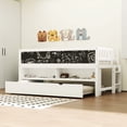 thumbnail image 2 of Twin Size Wood Low Loft Bed with Storage Shelves, Blackboard and Trundle, White(Expected Arrival Time: 3.5), 2 of 6