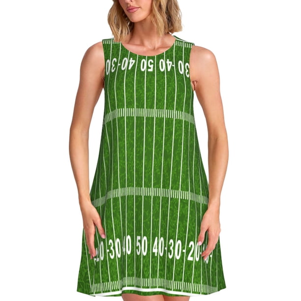 Balery American Football Field2 Vestidos de verano para mujer con estampado: vestido holgado sin mangas, vestido playero informal y cómodo para días calurosos.