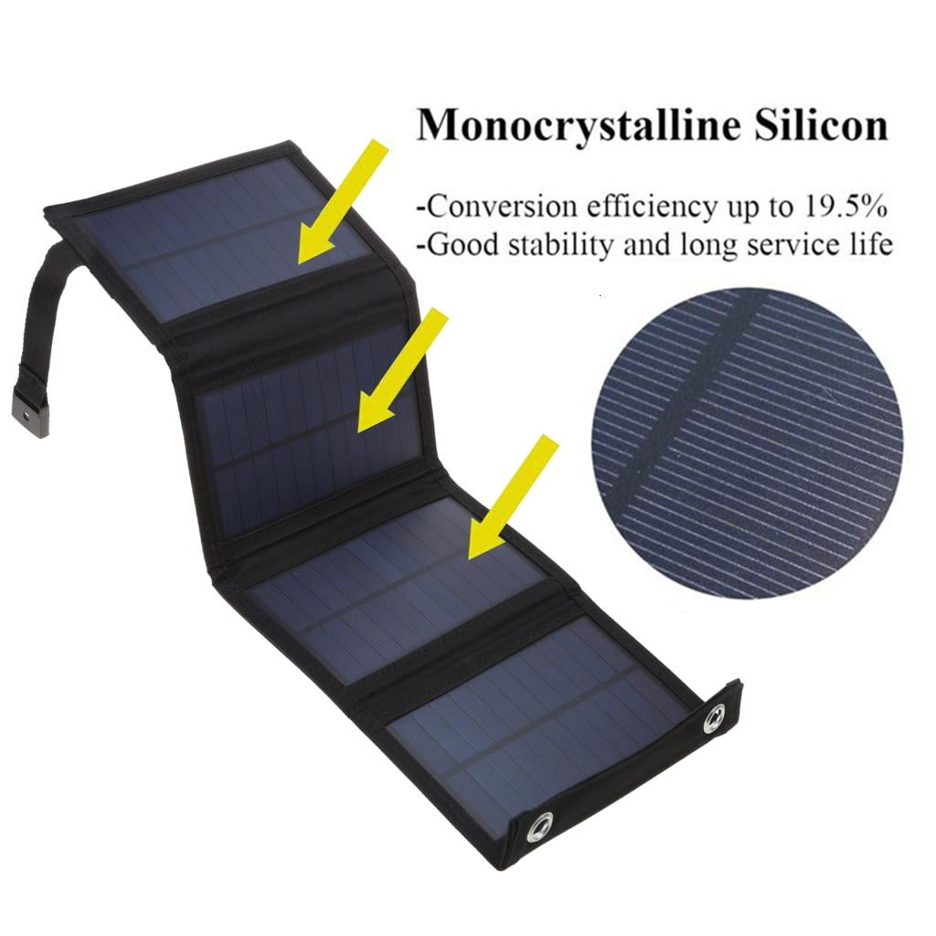 Oasiva 8W Foldable Solar Panel 5V Portable Battery Charger USB Port Outdoor Waterproof Power Bank for Phone PC Car RV Boat