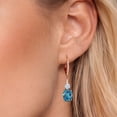 thumbnail image 3 of Gem Stone King 18K Rose Gold Plated Silver London Blue Topaz and Moissanite Dangle Earrings for Women with Lab Grown Diamond (4.99 Cttw, Oval 9X7MM), 3 of 6