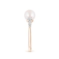 thumbnail image 6 of Angara Japanese Akoya Cultured Pearl Ring with Graduated Diamonds in 14K Rose Gold for Women | June Birthstone Jewelry for Her, 6 of 8