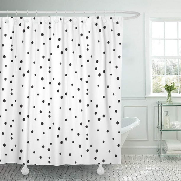 Cynlon Black Seeing Spots Polka Dot White Spotty Bathroom Decor Bath Shower Curtain 66x72 Inch Com Cynlon Black Seeing Spots Polka Dot, Black And White Polka Dot Curtains