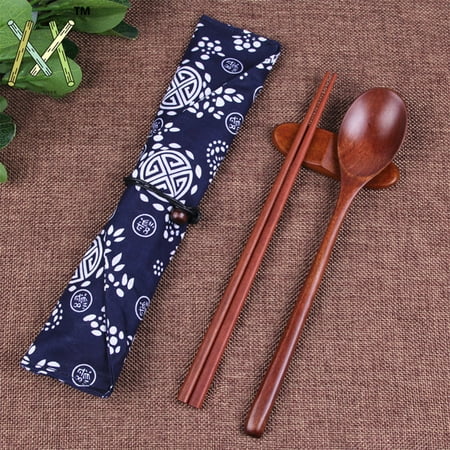 

2pcs/set Portable Wooden Tableware Set Chopsticks Spoon Combination For Household