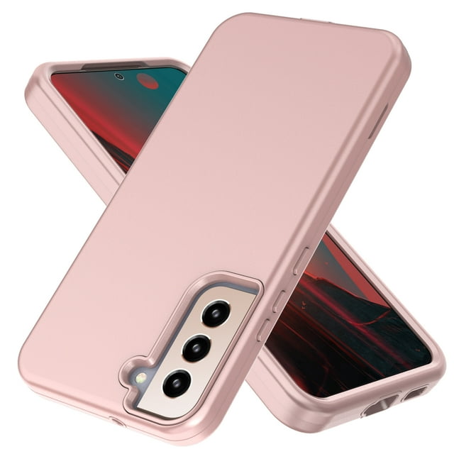 Samsung Galaxy S22+ Case/S22 Plus Case, Dteck Heavy Duty Shockproof Rugged Anti-Drop Hybrid Durable 3-Layer Protective Phone Case Cover Compatible with Samsung Galaxy S22+/S22 Plus 6.6 inch,Rosegold