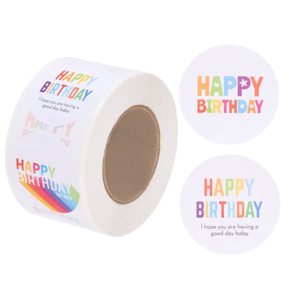 Uxcell 500 Pcs Happy Birthday Stickers, 1.5 Inch Self Adhesive Round Seal Label Colorful Style J