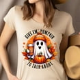 thumbnail image 4 of Graphic T-Shirt Cute Ghost Pumpkin Spice Coffee Autumn Print for Women, Gold, Size M, 4 of 6