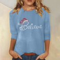 thumbnail image 2 of Women Christmas Outfit Women's Christmas Casual Fashion Print Thermal Underwear Top Quarter Sleeve Shirt for Holiday Comfort Blue M, 2 of 5