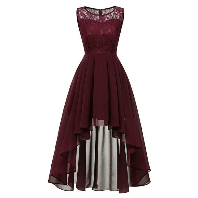 CEHVOM Robe de Demoiselle d'Honneur Hi-Lo en Dentelle Florale pour Femme Sans Manches Robe Longue Formelle de Mariage