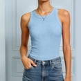 thumbnail image 6 of NIEWTR Womens Tank Tops Summer Sleeveless U Neck Ribbed Knit Basic Slim Going out Cami Tee Shirts(Z1-Light Blue,S), 6 of 7