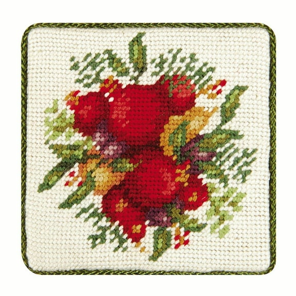 Colonial Williamsburg Pomegranate Coaster Petit Point Coaster Set/4