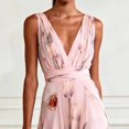 thumbnail image 6 of Womens Maxi Dresses Flowy Ruched Floral Print Boho Dress Wrap V Neck Sleeveless Sundress Elegant Formal Party Wedding Guest Dresses Beach Vacation Outfit, 6 of 6